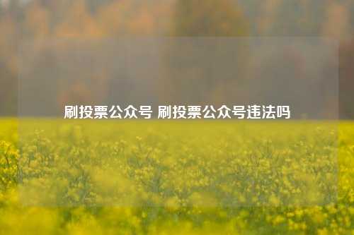 刷投票公众号 刷投票公众号违法吗