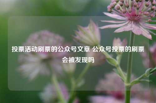 投票活动刷票的公众号文章 公众号投票的刷票会被发现吗