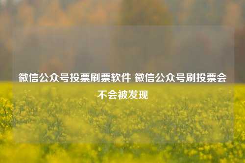 微信公众号投票刷票软件 微信公众号刷投票会不会被发现