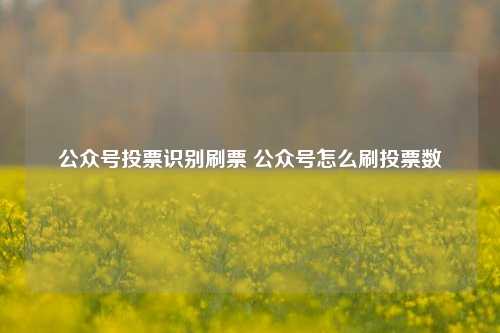 公众号投票识别刷票 公众号怎么刷投票数