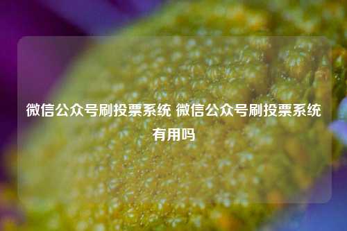 微信公众号刷投票系统 微信公众号刷投票系统有用吗