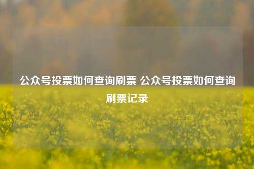 公众号投票如何查询刷票 公众号投票如何查询刷票记录