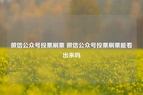 微信公众号投票刷票 微信公众号投票刷票能看出来吗