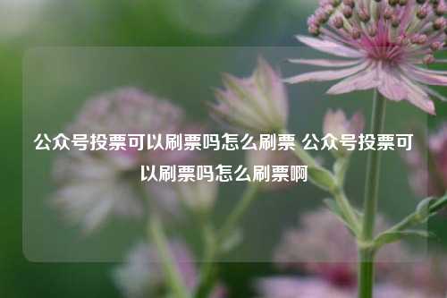 公众号投票可以刷票吗怎么刷票 公众号投票可以刷票吗怎么刷票啊