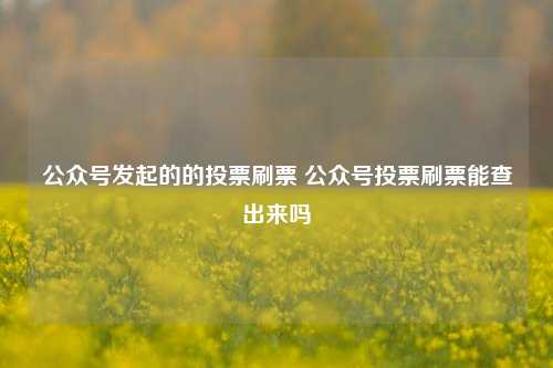 公众号发起的的投票刷票 公众号投票刷票能查出来吗