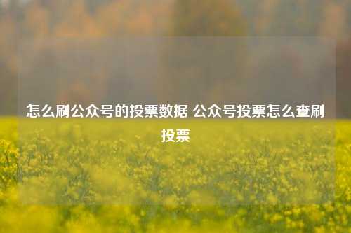 怎么刷公众号的投票数据 公众号投票怎么查刷投票