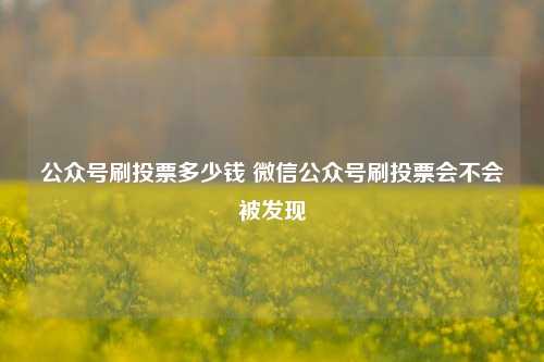 公众号刷投票多少钱 微信公众号刷投票会不会被发现