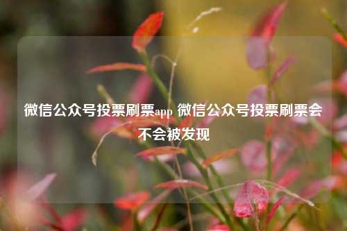 微信公众号投票刷票app 微信公众号投票刷票会不会被发现