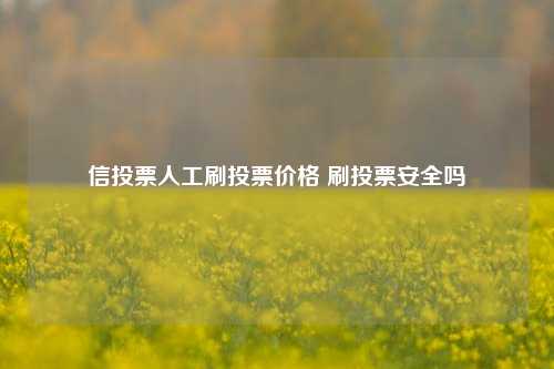 信投票人工刷投票价格 刷投票安全吗