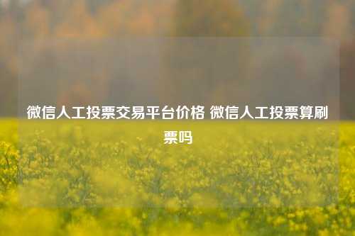 微信人工投票交易平台价格 微信人工投票算刷票吗