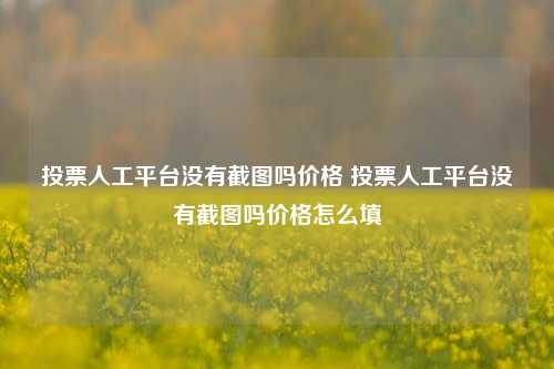 投票人工平台没有截图吗价格 投票人工平台没有截图吗价格怎么填