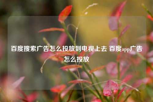 百度搜索广告怎么投放到电视上去 百度app广告怎么投放