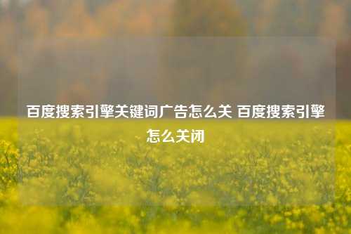 百度搜索引擎关键词广告怎么关 百度搜索引擎怎么关闭