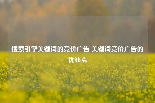 搜索引擎关键词的竞价广告 关键词竞价广告的优缺点