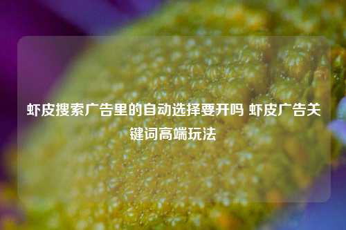 虾皮搜索广告里的自动选择要开吗 虾皮广告关键词高端玩法