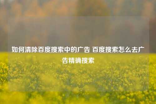 如何清除百度搜索中的广告 百度搜索怎么去广告精确搜索