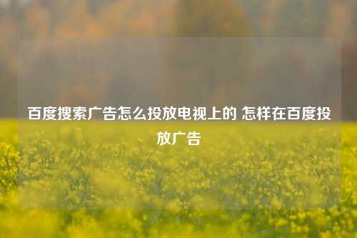 百度搜索广告怎么投放电视上的 怎样在百度投放广告