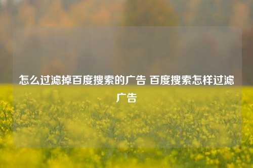 怎么过滤掉百度搜索的广告 百度搜索怎样过滤广告