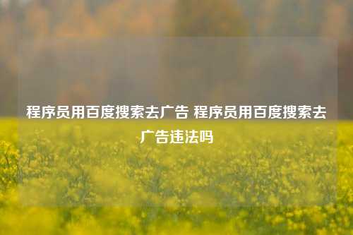 程序员用百度搜索去广告 程序员用百度搜索去广告违法吗