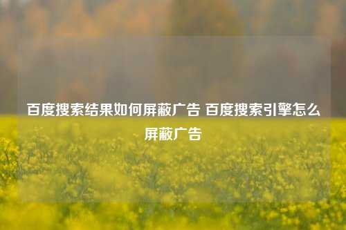 百度搜索结果如何屏蔽广告 百度搜索引擎怎么屏蔽广告