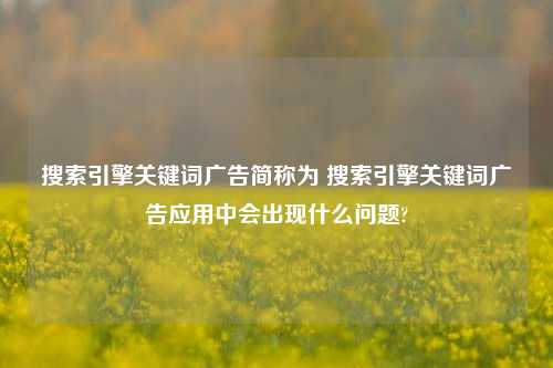 搜索引擎关键词广告简称为 搜索引擎关键词广告应用中会出现什么问题?