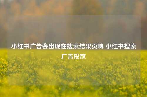 小红书广告会出现在搜索结果页嘛 小红书搜索广告投放