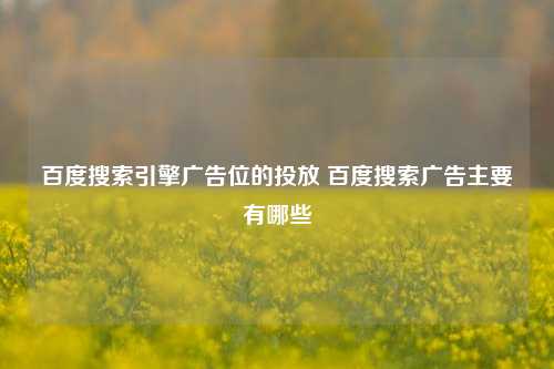 百度搜索引擎广告位的投放 百度搜索广告主要有哪些