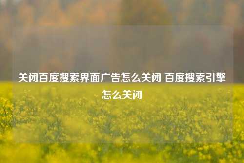 关闭百度搜索界面广告怎么关闭 百度搜索引擎怎么关闭