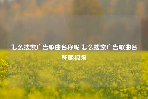 怎么搜索广告歌曲名称呢 怎么搜索广告歌曲名称呢视频