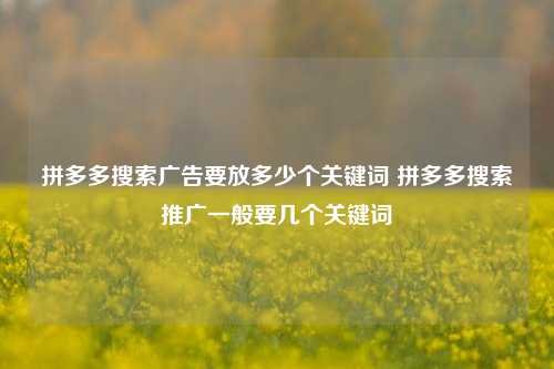 拼多多搜索广告要放多少个关键词 拼多多搜索推广一般要几个关键词