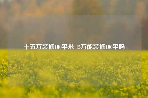 十五万装修100平米 15万能装修100平吗