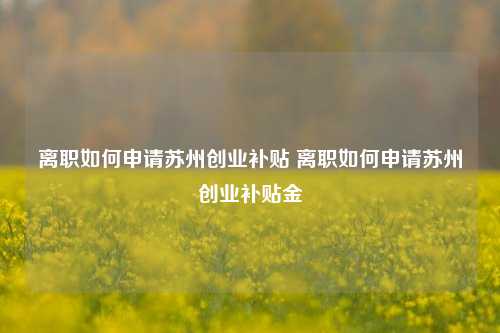 离职如何申请苏州创业补贴 离职如何申请苏州创业补贴金