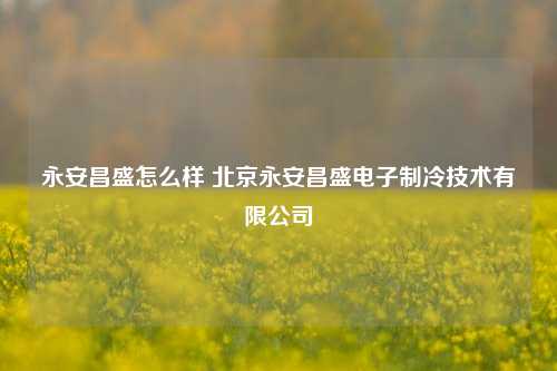 永安昌盛怎么样 北京永安昌盛电子制冷技术有限公司