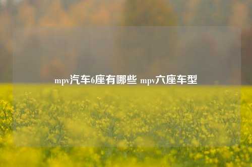 mpv汽车6座有哪些 mpv六座车型