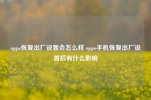 oppo恢复出厂设置会怎么样 oppo手机恢复出厂设置后有什么影响