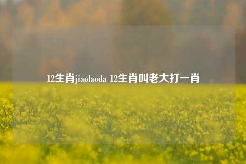 12生肖jiaolaoda 12生肖叫老大打一肖