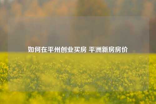 如何在平州创业买房 平洲新房房价