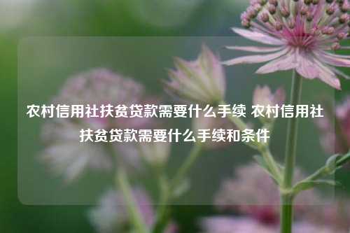 农村信用社扶贫贷款需要什么手续 农村信用社扶贫贷款需要什么手续和条件