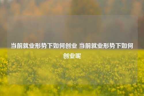 当前就业形势下如何创业 当前就业形势下如何创业呢