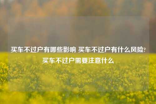 买车不过户有哪些影响 买车不过户有什么风险?买车不过户需要注意什么