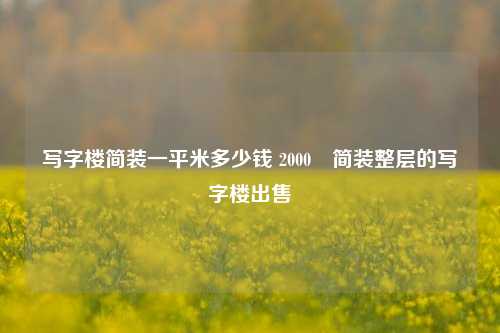 写字楼简装一平米多少钱 2000㎡简装整层的写字楼出售