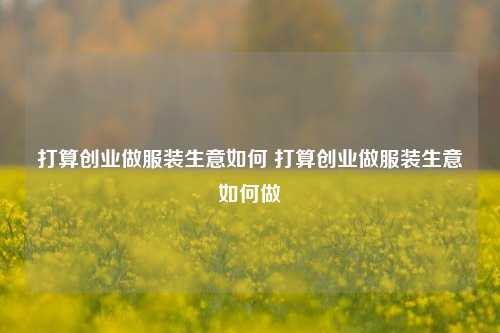 打算创业做服装生意如何 打算创业做服装生意如何做